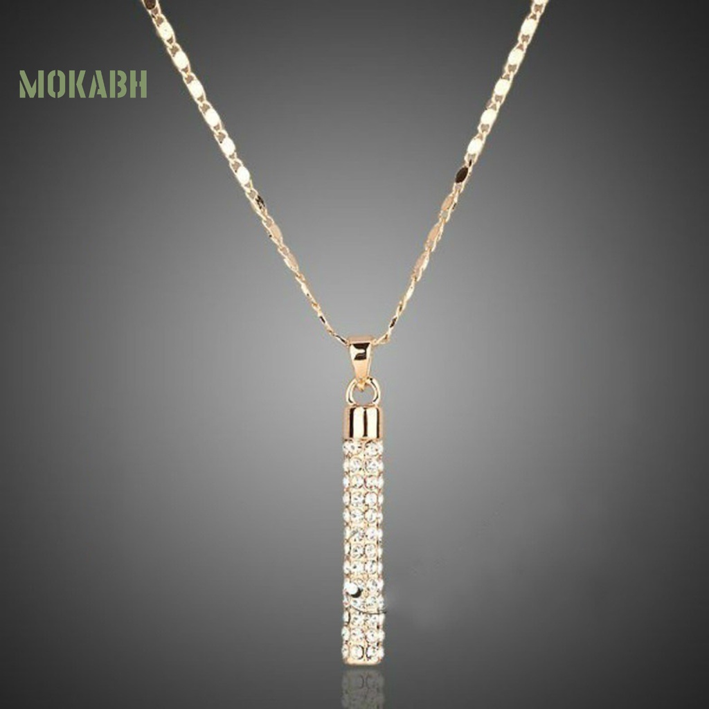 [Mới] 1 Bộ Vòng cổ Và Bông Tai Hình Trụ Đính Kim Cương Giả Lấp Lánh Cho Nữ