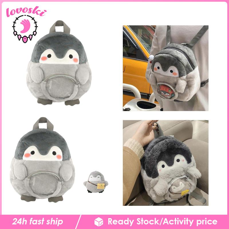 Balo Y2K Hình Chim Cánh Cụt Nhồi Bông Đáng Yêu