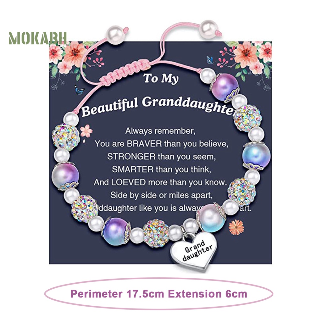 [Mới] Vòng Tay Dây Tua Rua Dài Đính Đá Ngọc Trai Giả Màu Tương Phản Chữ Chạm Khắc Lấp Lánh Có Thể Điều Chỉnh