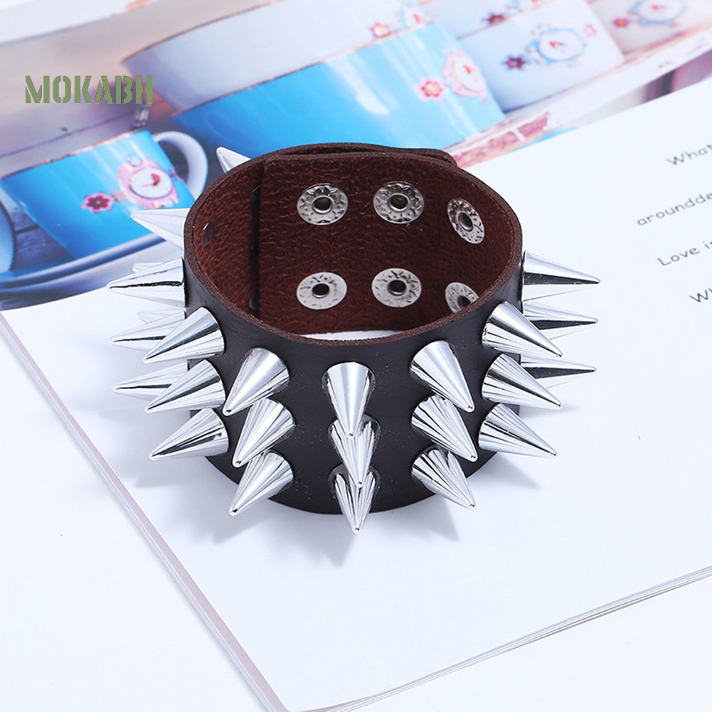 Vòng Tay Giả Da Nhiều Lớp Đính Gai Thời Trang Cho Nam Nữ