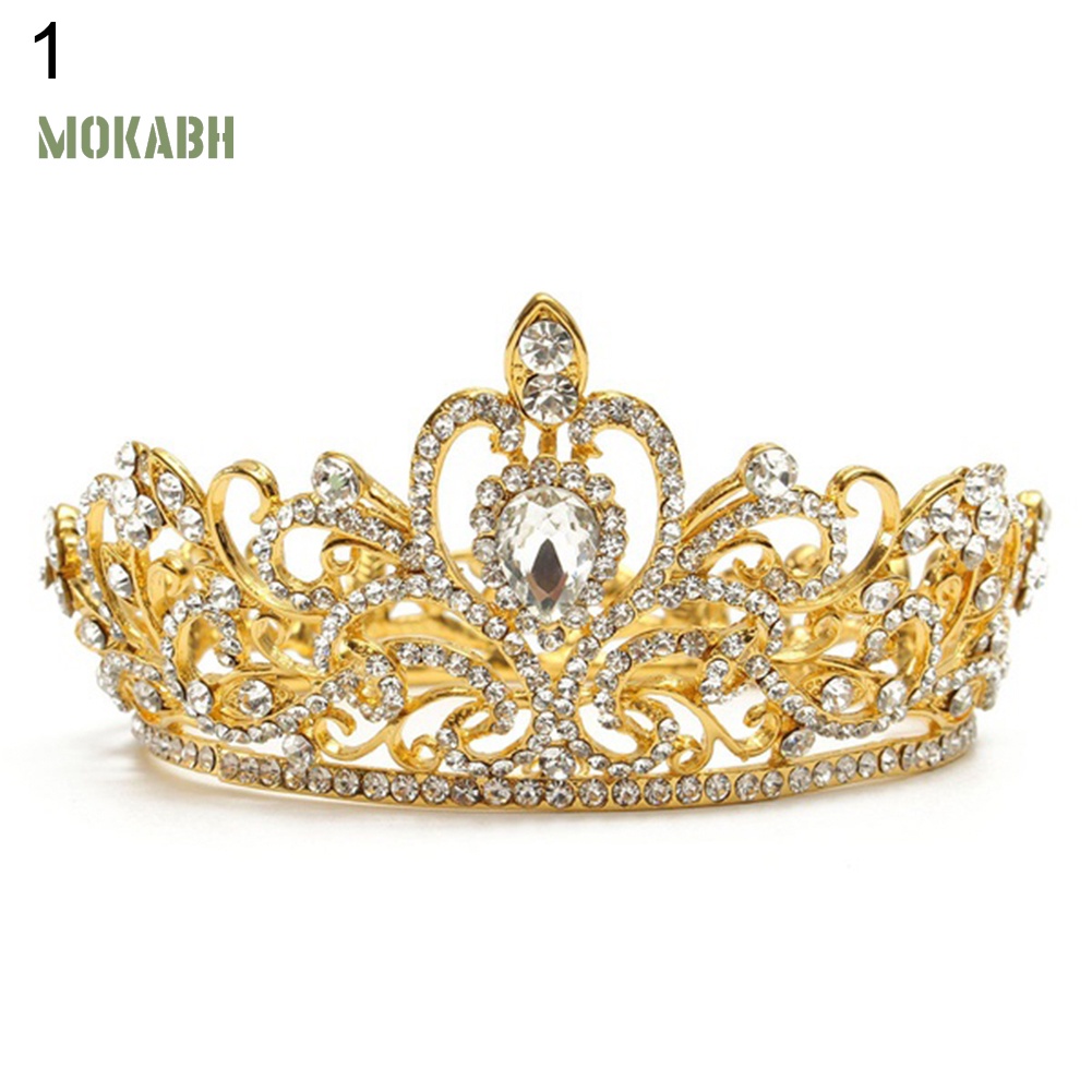 Vương Miện Tròn Đính Đá Lấp Lánh Thanh Lịch Dành Cho Cô Dâu