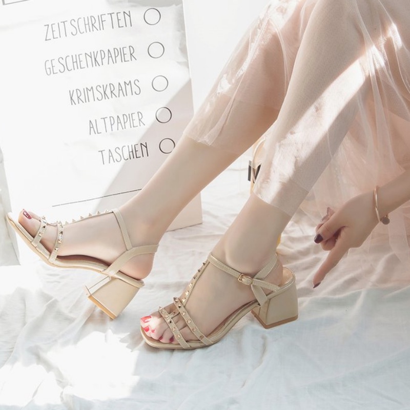 Xăng đan Cao Gót Đế Dày Mũi Vuông Thời Trang Dành Cho Nữ