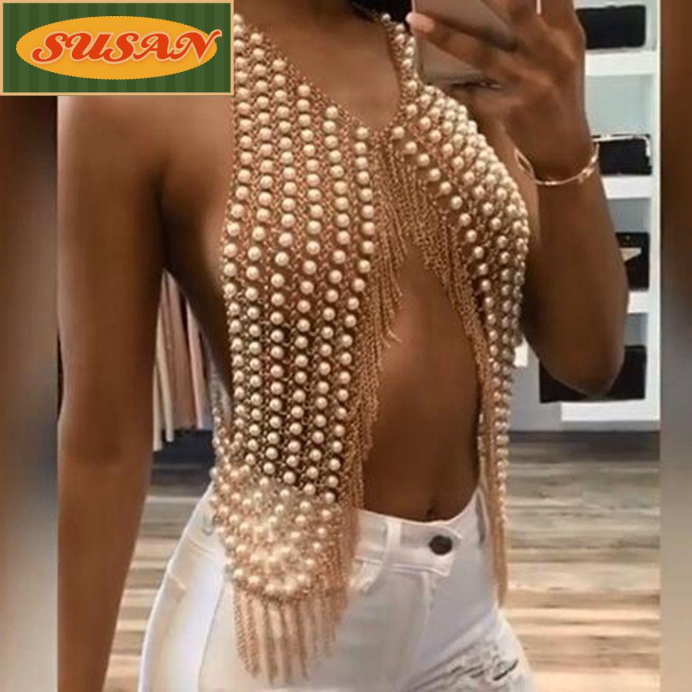 Vòng cổ Bodychains Đính Hạt Tua Rua