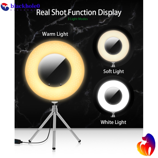 Vòng Đèn LED Tròn 9 Inch 4 Trong 1 Dùng Trang Điểm Để Bàn