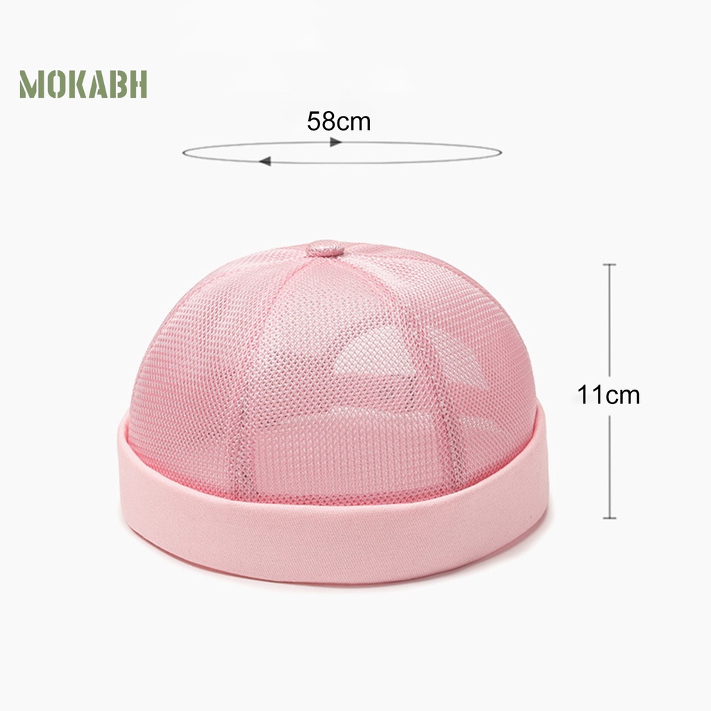 [Mok Abh] Mũ Lưới Rỗng Thoáng Khí Không Vành Màu Trơn Trang Trí Lỗ Buộc Tóc Đuôi Ngựa Phong Cách Hip Hop Unisex