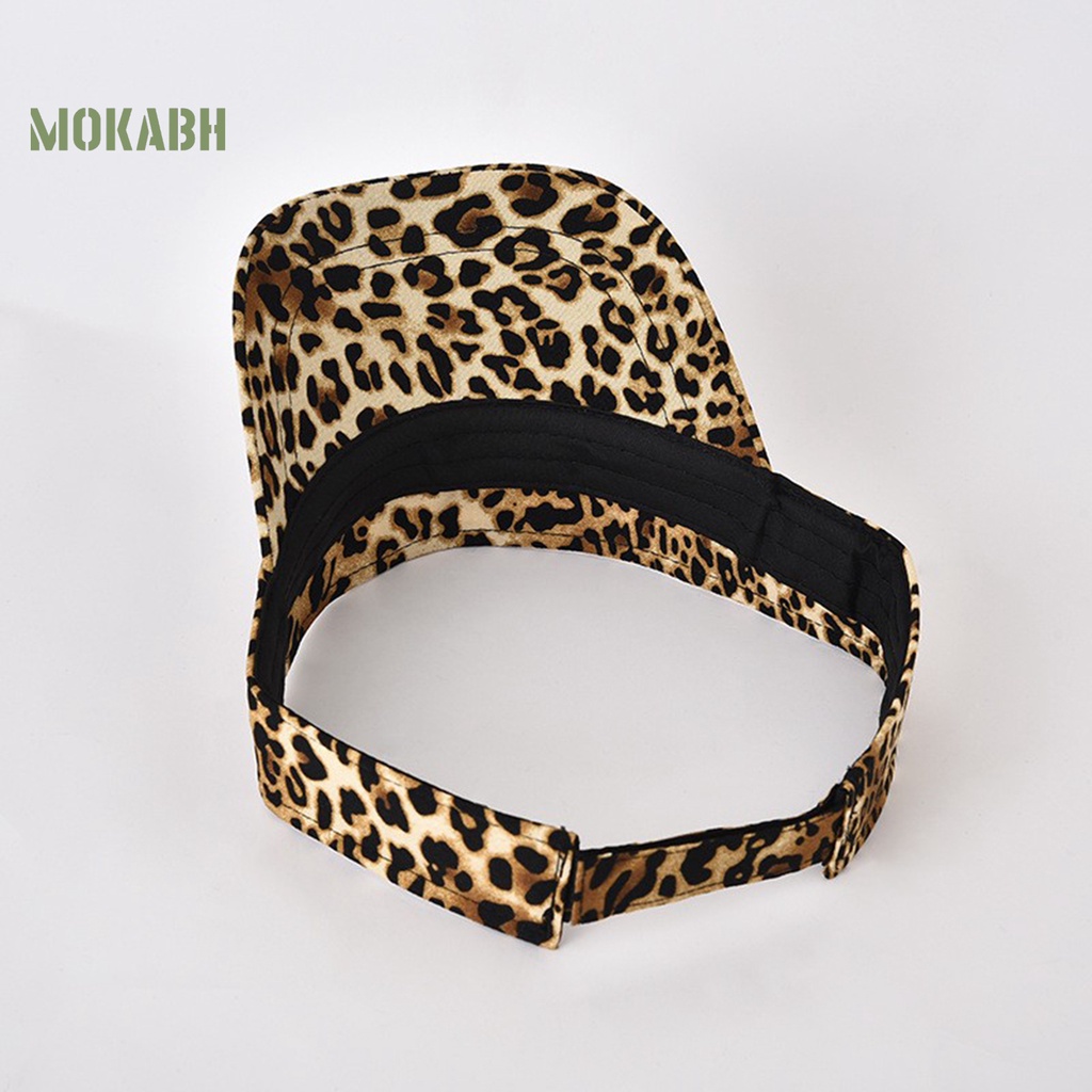 [Mok Abh] Mũ Lưỡi Trai Thể Thao Hở Chóp Có Dây Điều Chỉnh Được Họa Tiết Da Báo Thời Trang Cho Nữ