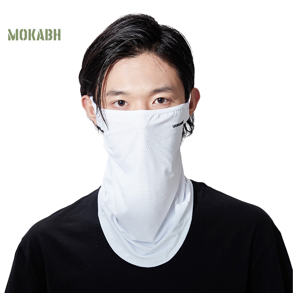 Khăn Quàng Cổ Chống Nắng Bằng Lụa Lạnh Màu Trơn Thêu Chữ Bảo Vệ Tai