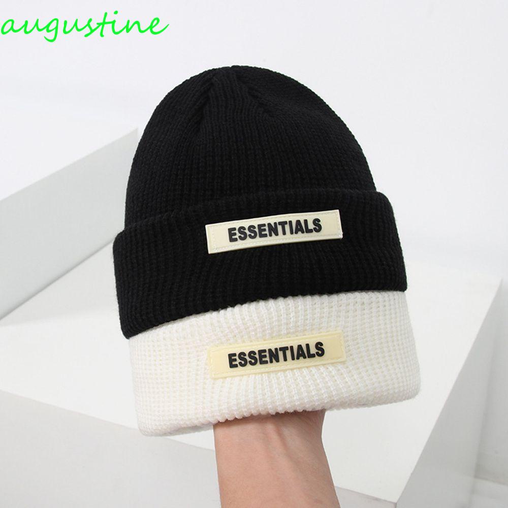 Mũ Len Beanie Họa Tiết Sọc Màu Kẹo Ngọt In Chữ AUGUSTINE Dễ Thương Cho Cặp Đôi