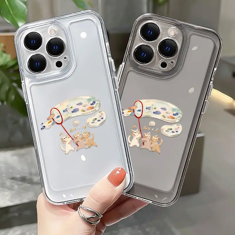 Ốp Điện Thoại TPU Mềm Trong Suốt Chống Sốc In Hình Mèo Dễ Thương Cho IPhone 11 14 13 12 Pro Max XS X XR 7 + 8 6 6S Plus Sự Bảo Vệ