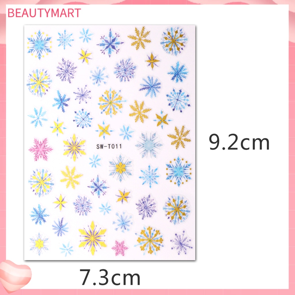 Miếng Dán Móng Tay Tự Dính Không Phai Màu Sắc Tinh Tế Chống Nước Có Thể Tháo Rời Họa Tiết Bông Tuyết Giáng Sinh DIY