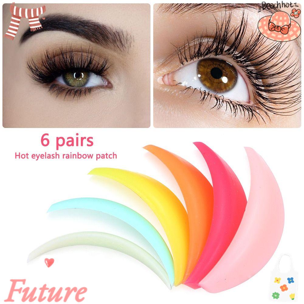 Set 6 Cặp Đệm Uốn Cong Lông Mi Màu Cầu Vồng Có Thể Tái Sử Dụng