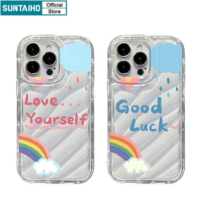Suntaiho Ốp lưng ốp iphone Ốp Điện Thoại Mềm Trong Suốt Họa Tiết Cầu Vồng Cho ốp iphone 13 11 14 Pro Max 12 Pro 7 8 Plus XSMax XR 14