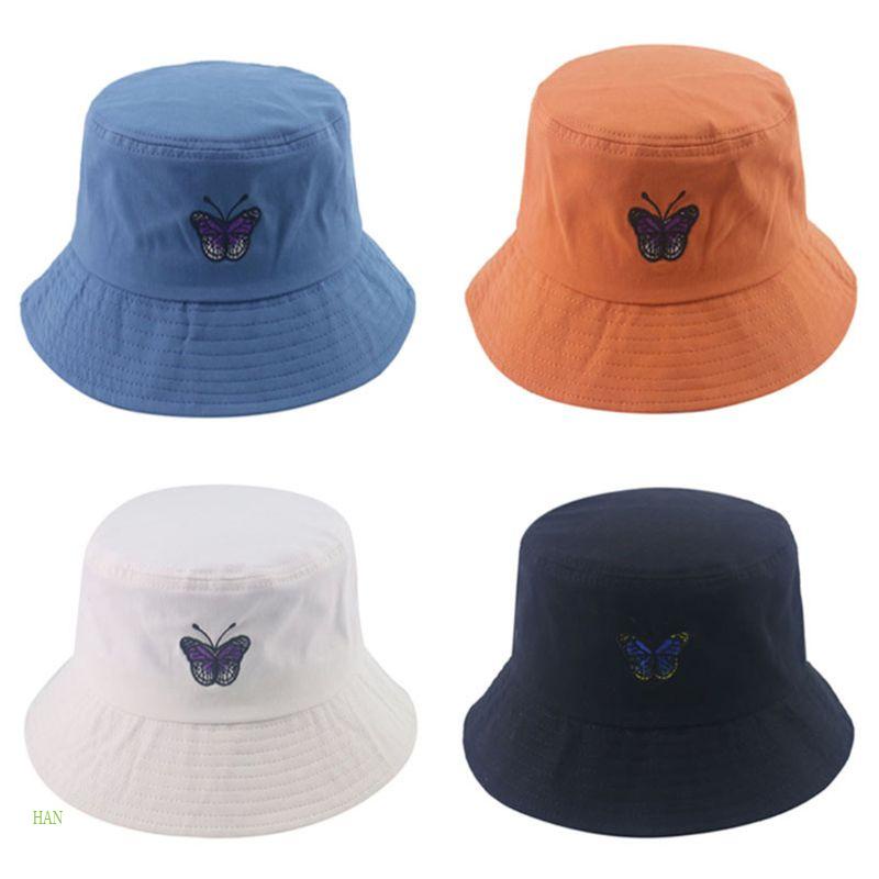 Mũ Bucket Thêu Hình Bướm Phong Cách Hip Hop Hàn Quốc Thời Trang Mùa Hè Cho Nam Và Nữ