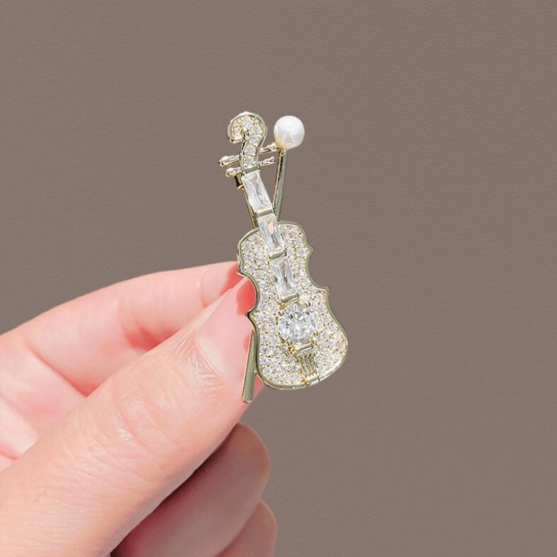 Ghim Cài Áo Hình Cello Đính Kim Cương Lấp Lánh Phong Cách Mới Thanh Lịch Cho Nữ