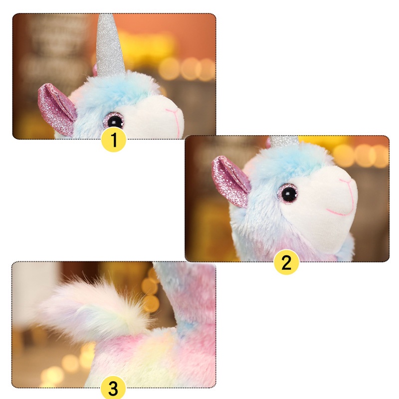 Thú Nhồi Bông Hình Lạc Đà Alpaca Màu Cầu Vồng