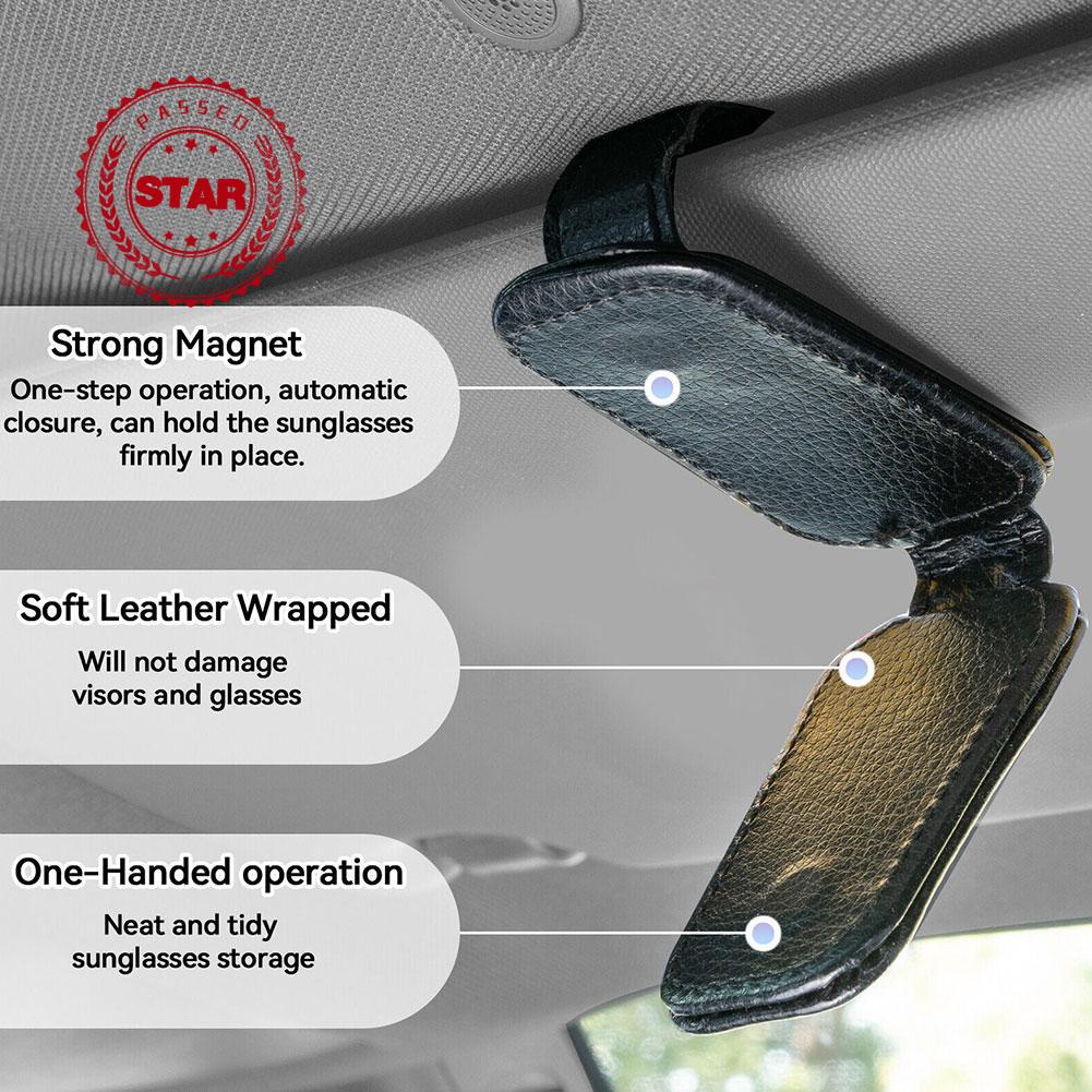 Kẹp Giữ Mắt Kính / Tài Liệu Xe Hơi Bằng Da Bền Đa Năng R4F6