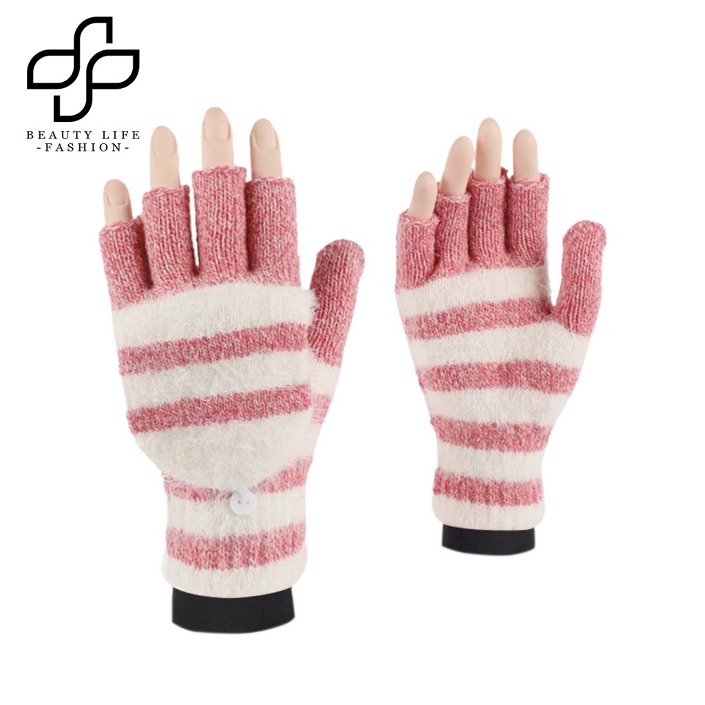 1 Đôi Găng Tay Mùa Đông Hở Ngón Giữ Ấm Tiện Dụng