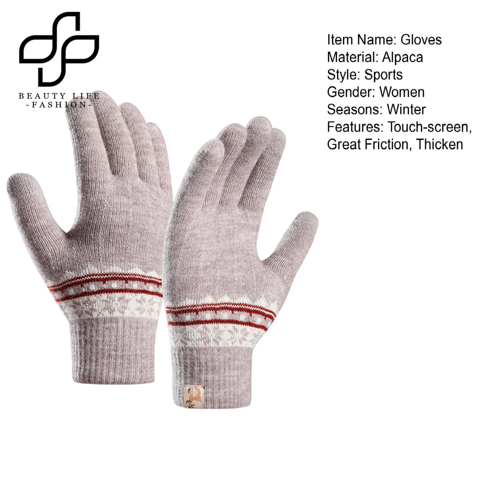 1 Đôi Găng Tay Mùa Đông Dệt Kim Dày Mềm Mại Co Giãn Có Thể Chạm Màn Hình Cảm Ứng Cho Nữ