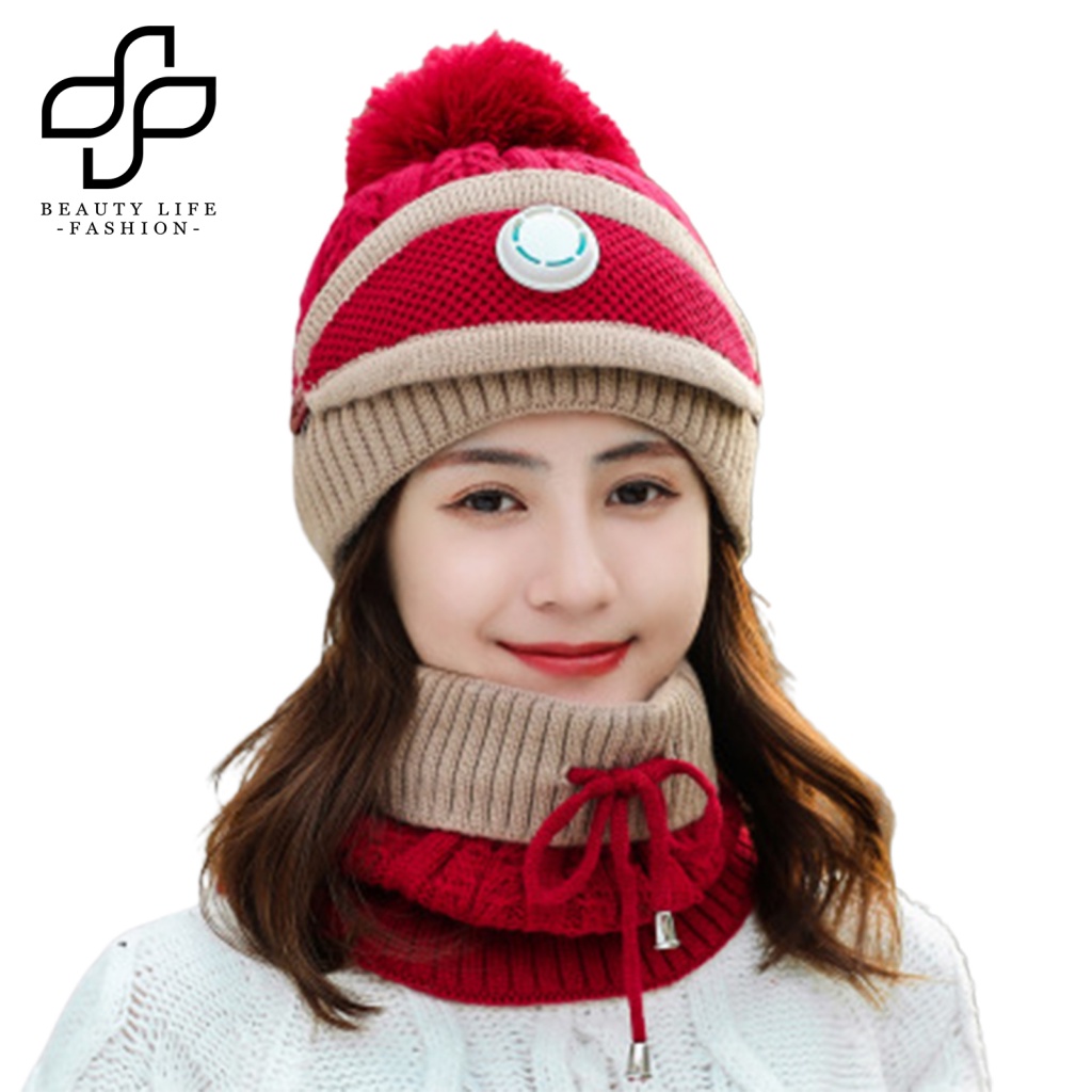 Mũ Len Che Phủ Mặt Giữ Ấm Mùa Đông Dành Cho Nữ