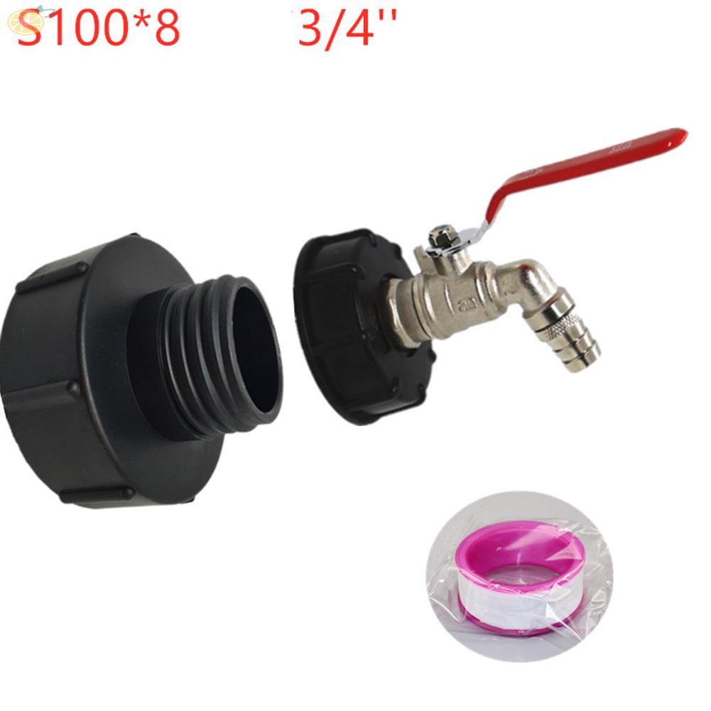 【VARSTR】Reliable IBC Adapter for Rainwater Tank with S100x8 and S60XCoarse Thread 3/4" Ball Valve Outlet Valve