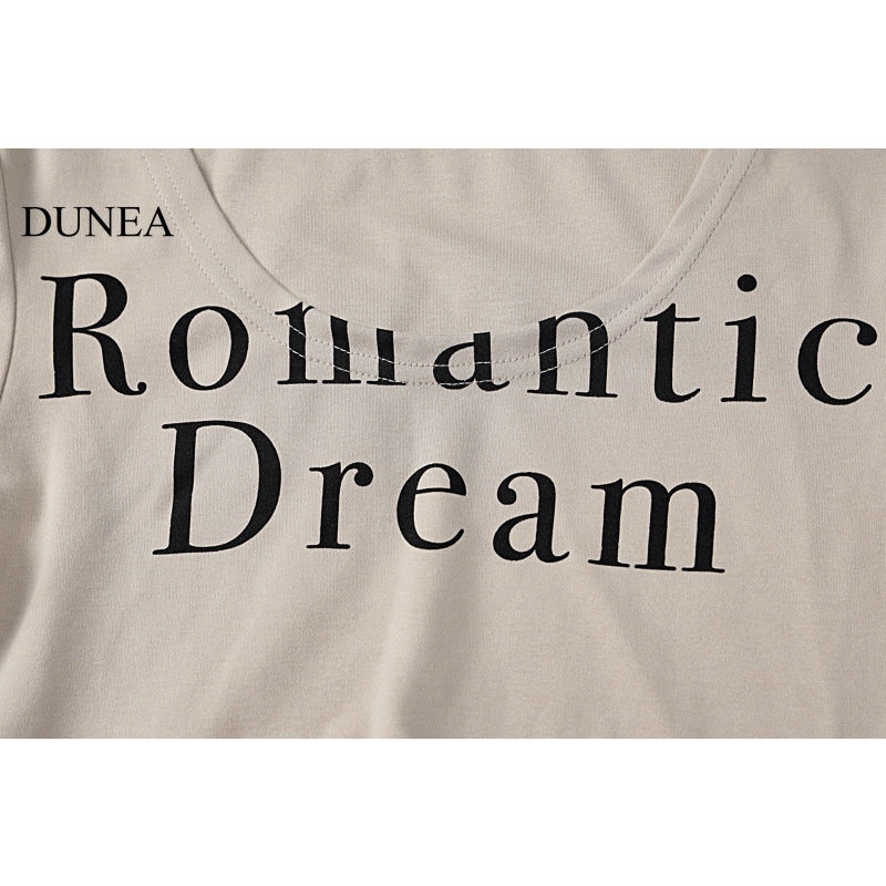 DUNEA Áo Thun Nữ Cổ Chữ U In Chữ