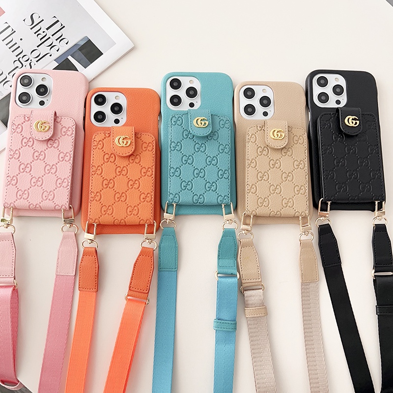 Ốp Bao Da Điện Thoại Dạng Ví Nắp Lật Có Ngăn Đựng Thẻ Và Dây Đeo Cho iPhone 14 13 12 Pro Max iPhone 13 Pro Max