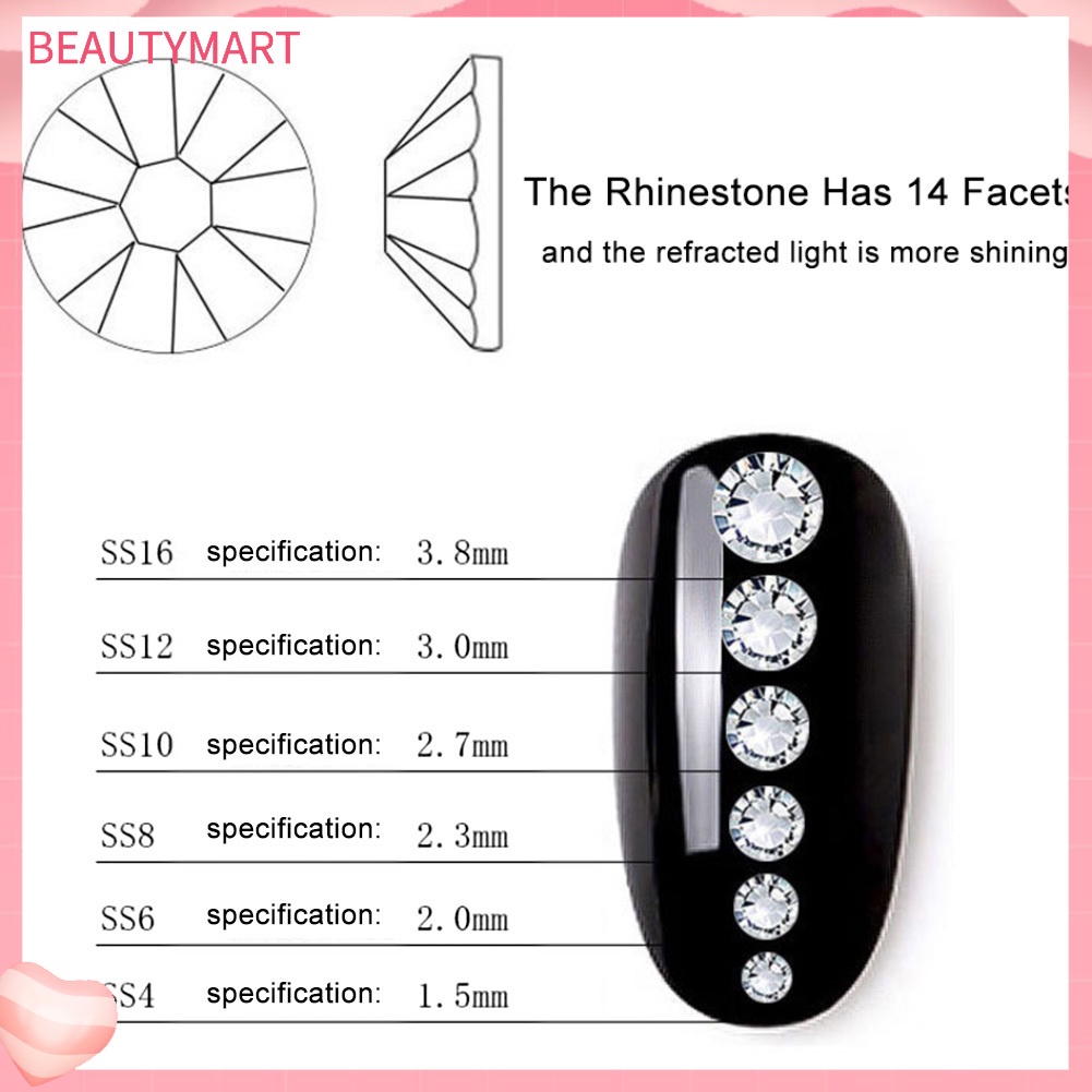 Set 1440 Hạt Kim Cương Giả 12 Ngăn Dán Trang Trí Móng Tay DIY