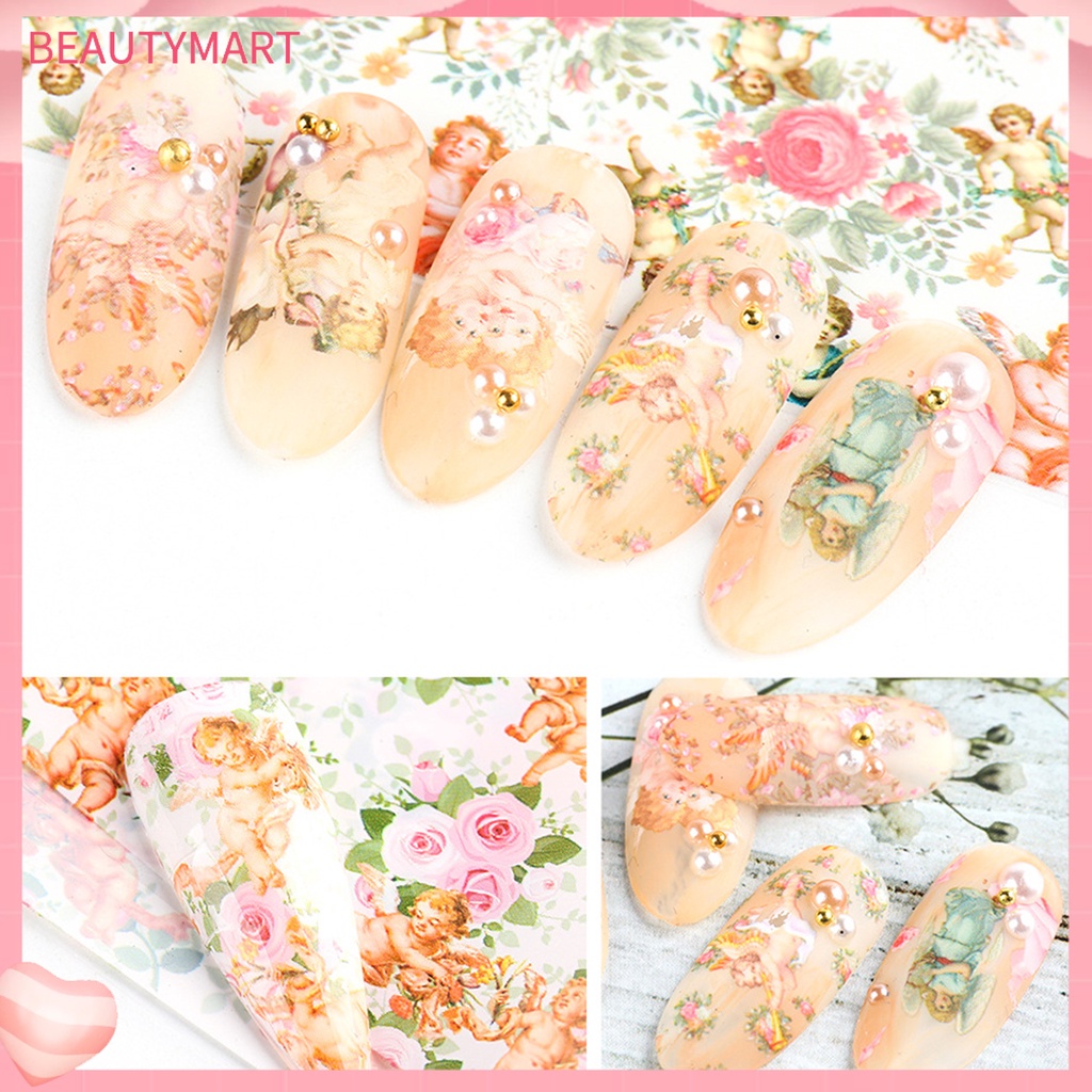 Set 10 Miếng Dán Móng Tay DIY Họa Tiết Thần Cupid Lâu Trôi Cho Nữ