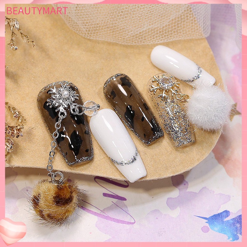 Bộ Phụ Kiện Trang Trí Móng Tay Hình Bông Tuyết Ba Chiều Lấp Lánh DIY
