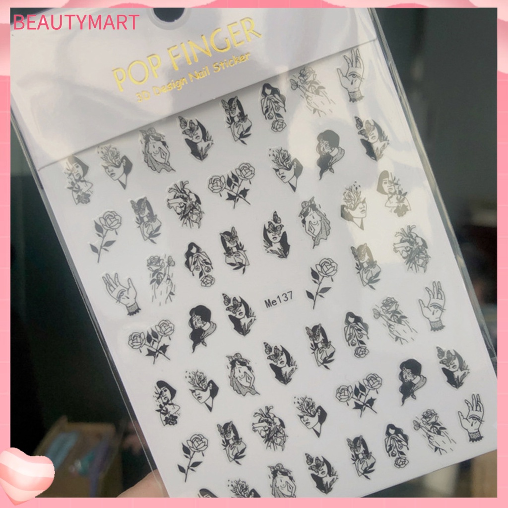 Nhãn Dán Móng Tay Móng Chân Tự Dính Họa Tiết Cô Gái Gợi Cảm DIY 10 Kiểu Tùy Chọn