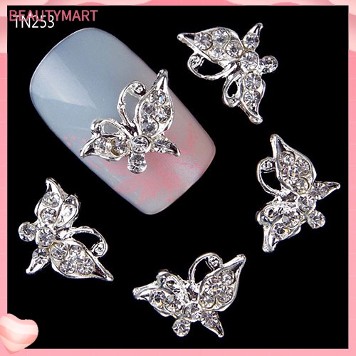 Set 10 Phụ Kiện Trang Trí Móng Tay Hình Bướm 3D Bằng Hợp Kim DIY