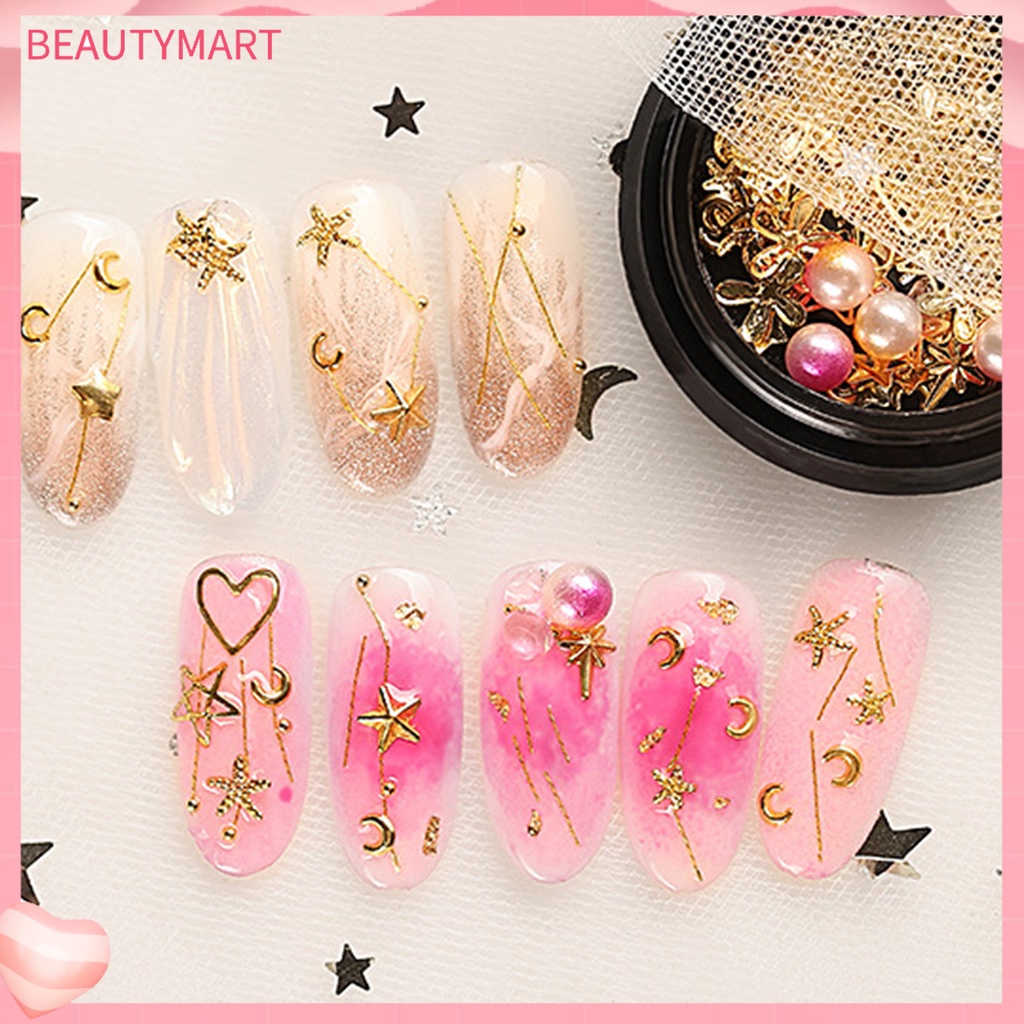Hạt Dán Trang Trí Móng Tay Bằng Kim Loại Nhiều Màu Sắc DIY Dành Cho Nữ