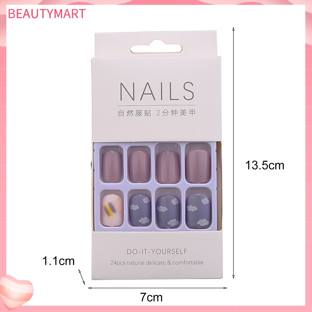 Hộp 24 Móng Tay Giả Bằng Nhựa Resin Mượt Mà DIY Thông Dụng Cho Nữ
