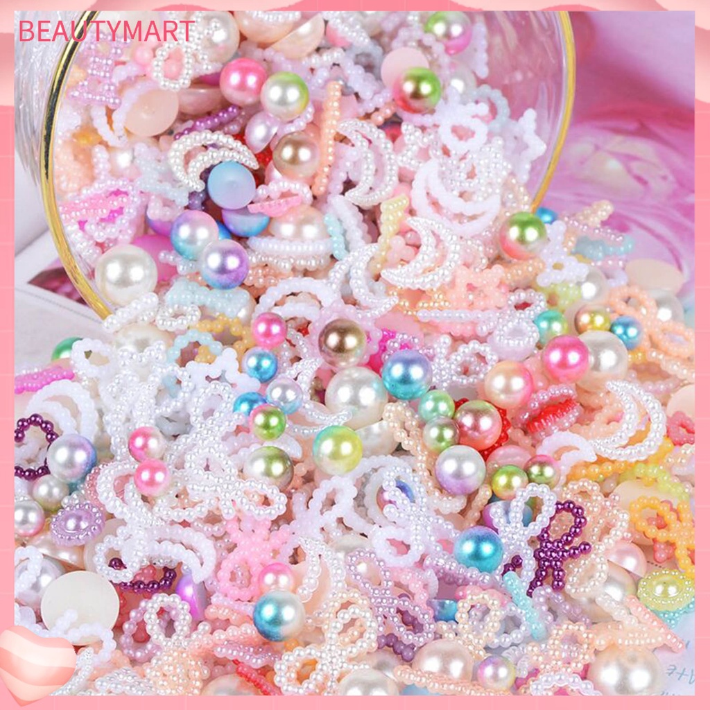 [beautymart] Hạt Ngọc Trai 50g Hình Nơ / Trái Tim / Ngôi Sao / Ngôi Sao Đính Trang Trí Ốp Điện Thoại / Móng Tay