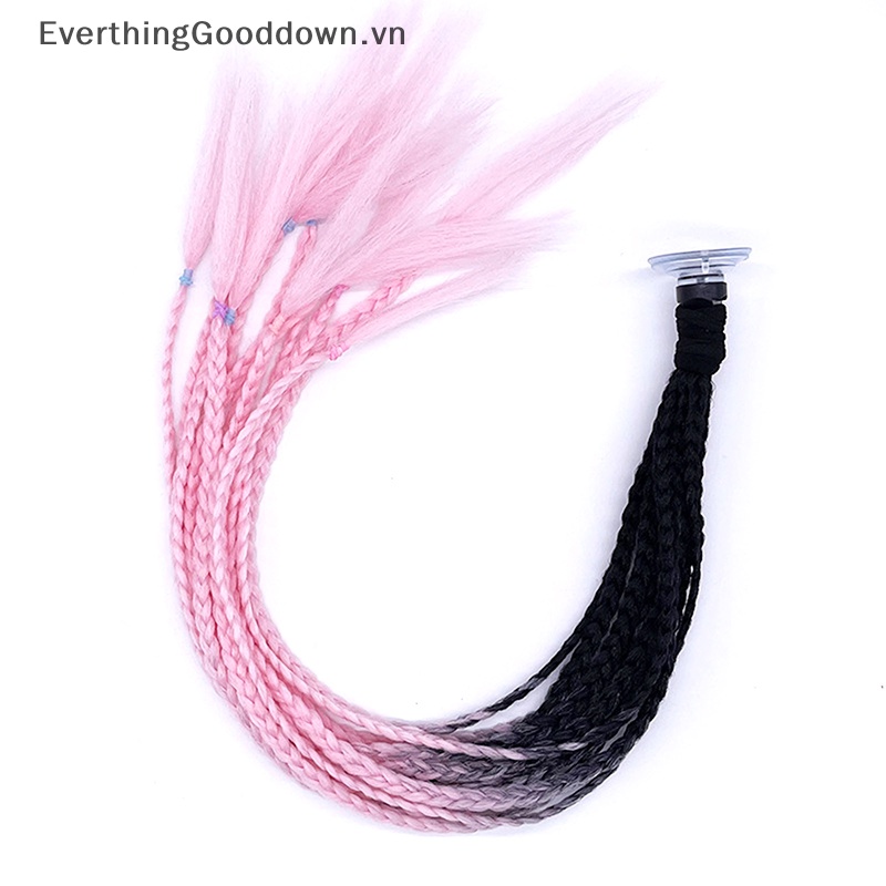 Everthinggooddown Mũ Bảo Hiểm Bện Tóc Đuôi Ngựa Màu Gradient Có Giác Hút vn