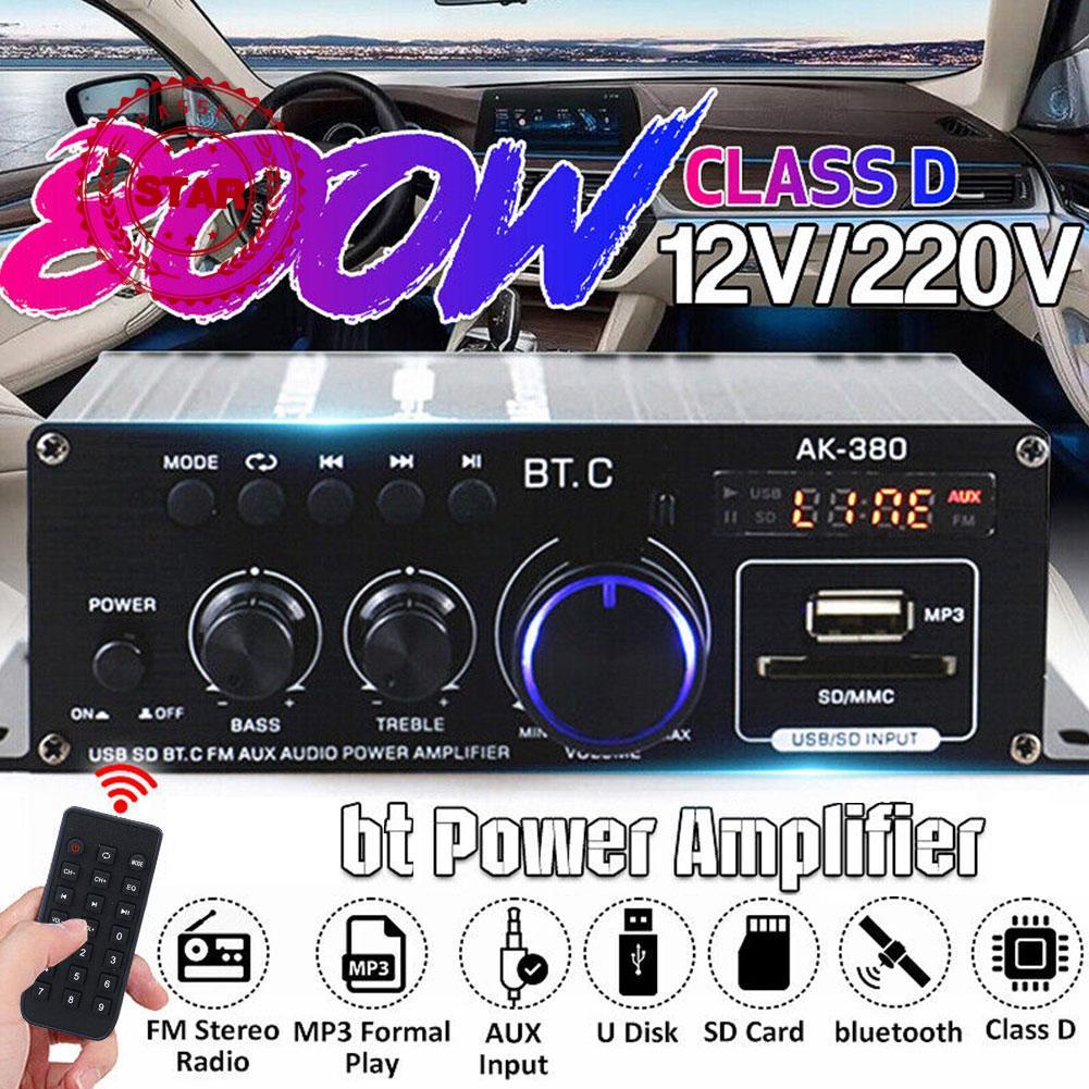 Bộ Khuếch Đại Âm Thanh HiFi AK380 400W 5.0 + 400W C7H8 Chuyên Dụng Cho Xe Hơi