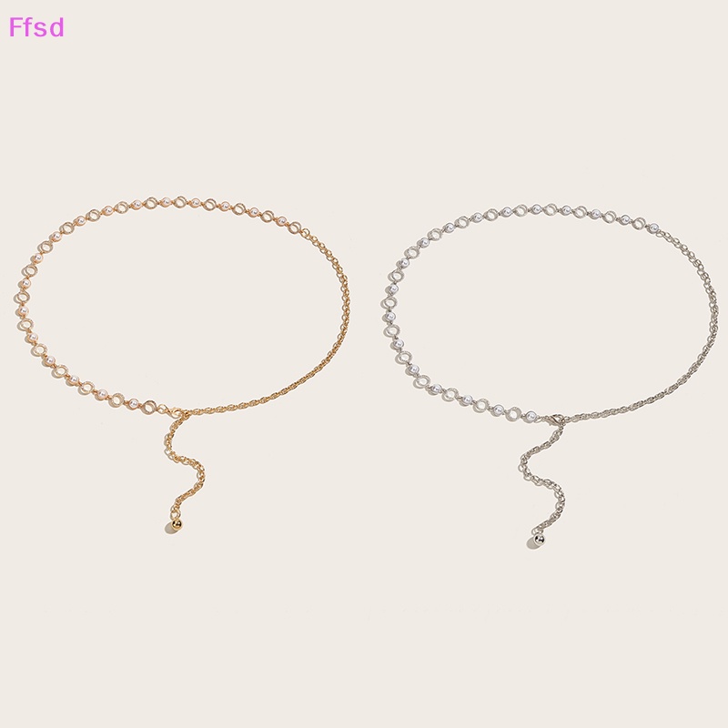 {Ffsd} Thắt Lưng Dây Xích Kim Loại Mỏng Đính Đá Trang Trí Đầm Sơ Mi Đa Năng Thời Trang Mới * Bán Chạy