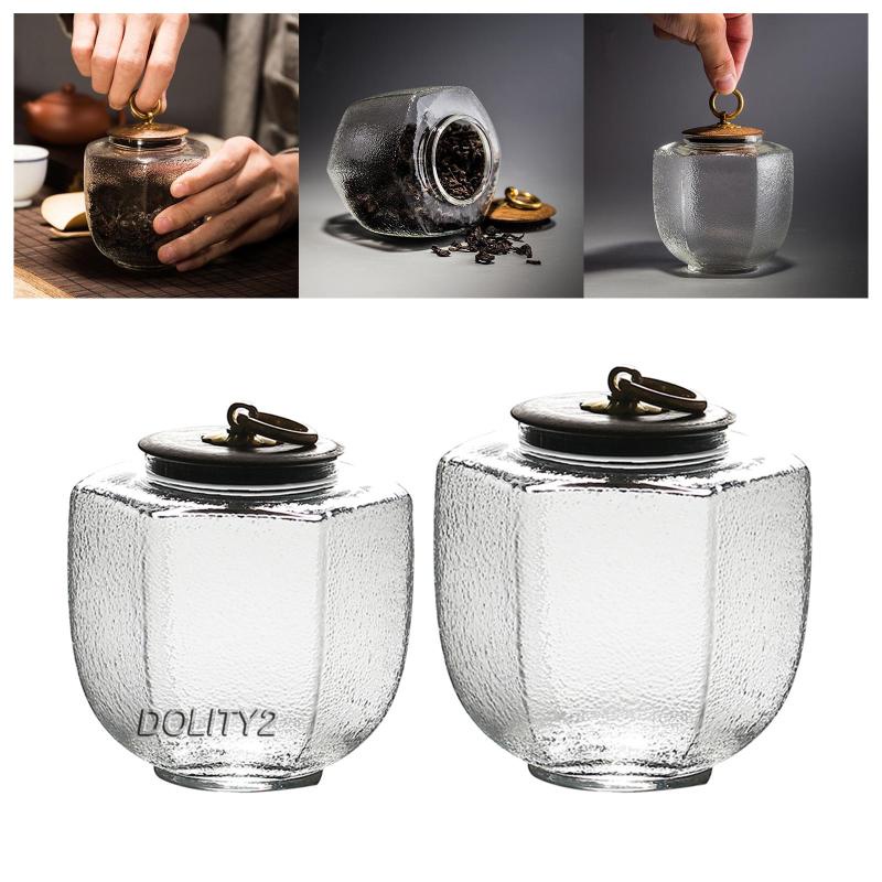 Set 2 Hũ Thủy Tinh Tròn Đựng Trà / Thức Ăn Phong Cách Retro Cho Nhà Bếp / Phòng Ăn