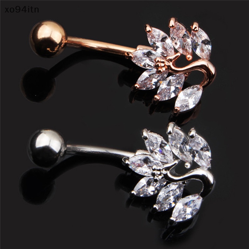 Khuyên Rốn Hình Công Đính Đá Lấp Lánh Chất Liệu Thép Không Gỉ