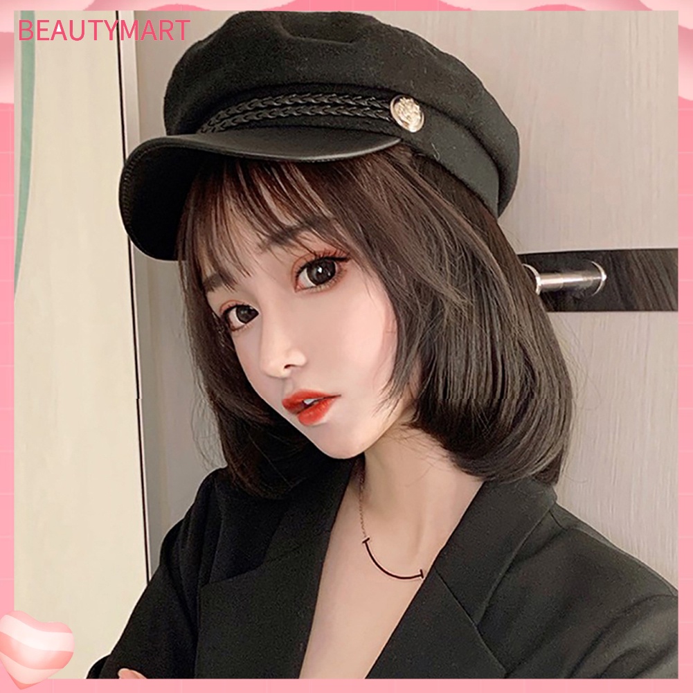 Bộ Tóc Giả Bob Ngắn Thẳng Có Mũ Trùm Thời Trang Dành Cho Nữ