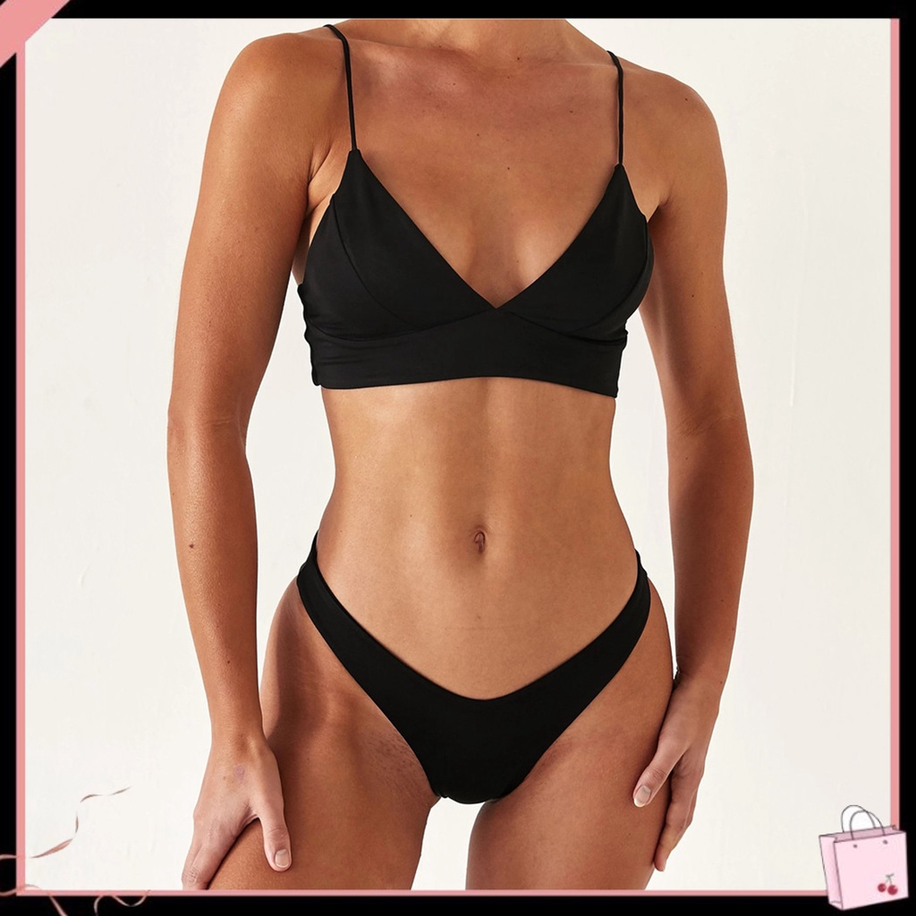 Bộ Đồ Bơi Bikini Hai Mảnh Lưng Cao Có Mút Đệm Quyến Rũ Dành Cho Nữ