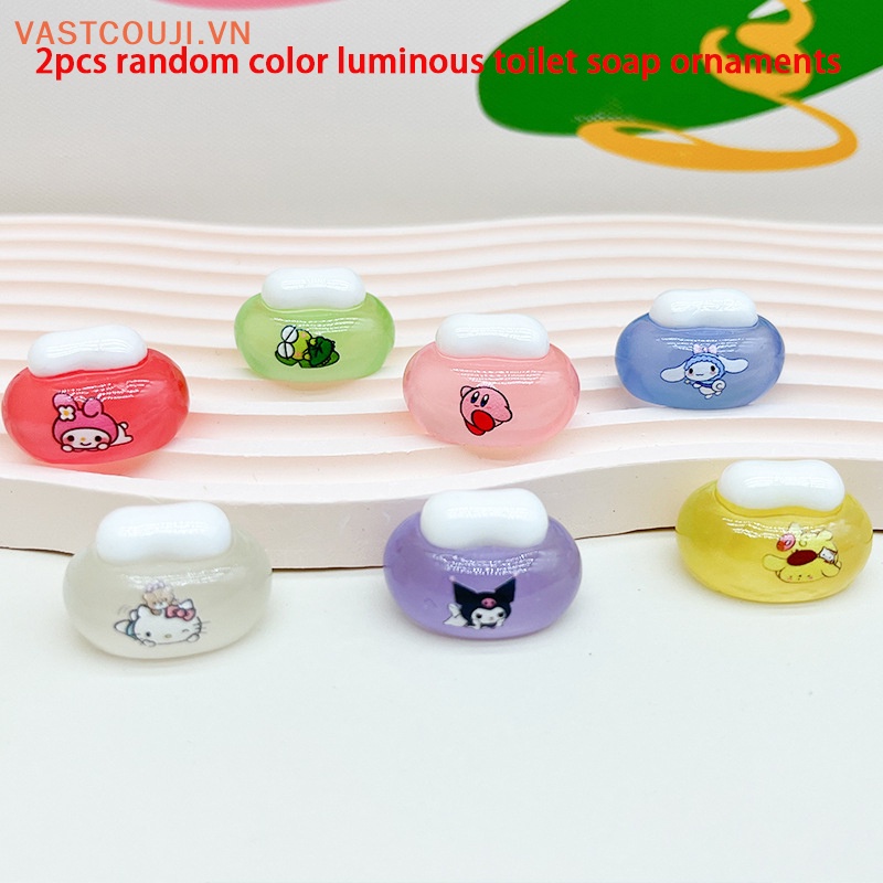 Bộ 2 Đồ trang trí Toilet Mini Bằng Nhựa Resin Phát Quang Dễ Thương Dùng Trang Trí