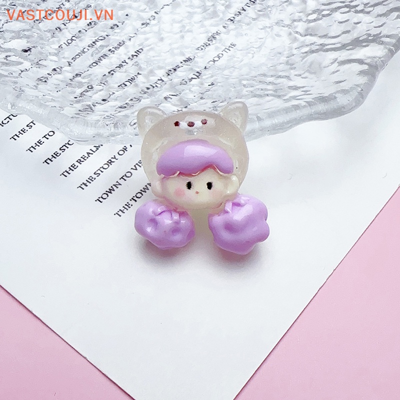 SANRIO Bộ 5 Kẹp Tóc Hình Ly Bắp Rangji Mini Bằng Resin Dạ Quang DIY