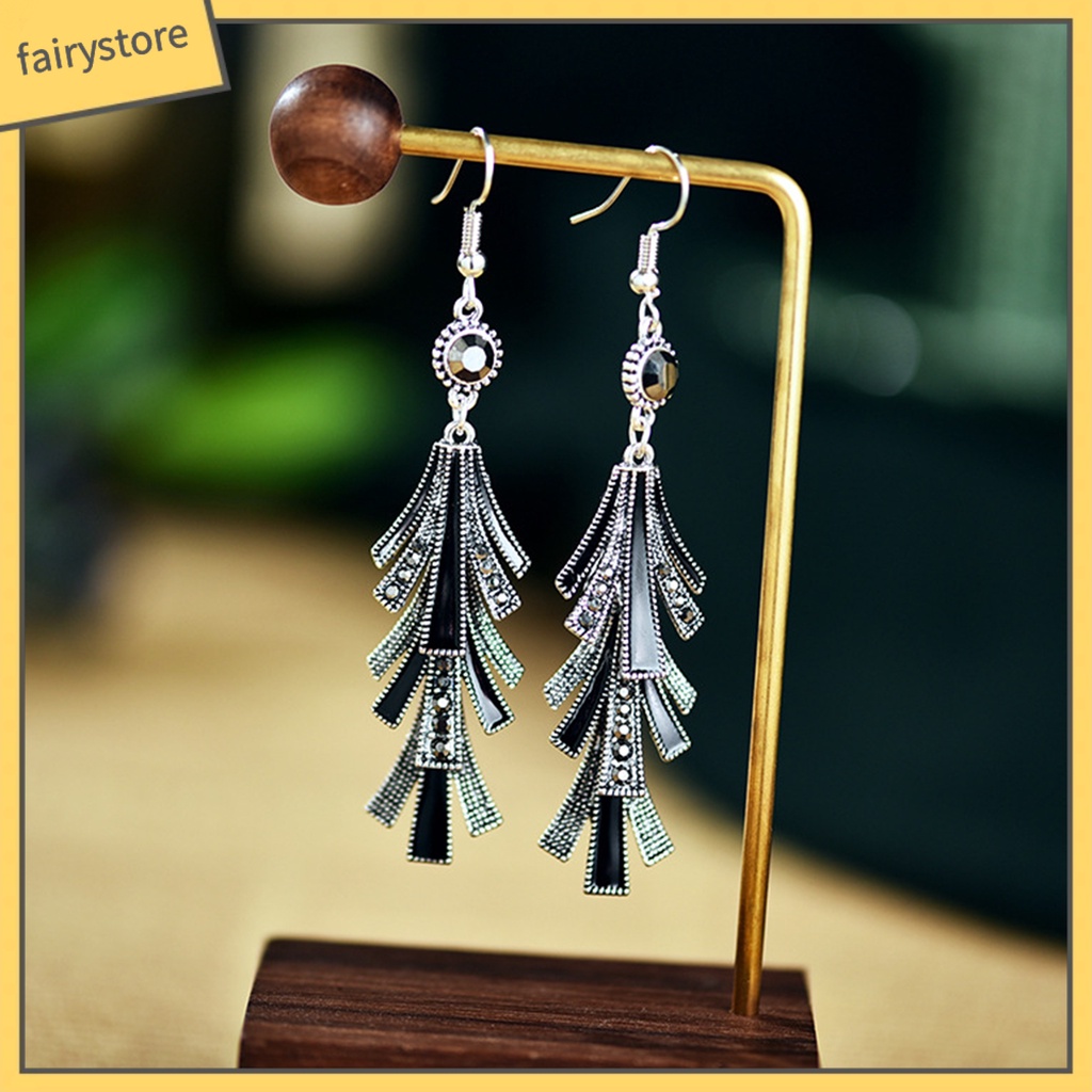 1 Đôi Bông Tai Tua Rua Bằng Hợp Kim Phong Cách Trung Hoa Dành Cho Nữ