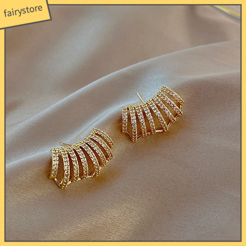 1 Đôi Bông Tai Đính Đá Lấp Lánh Dành Cho Nữ