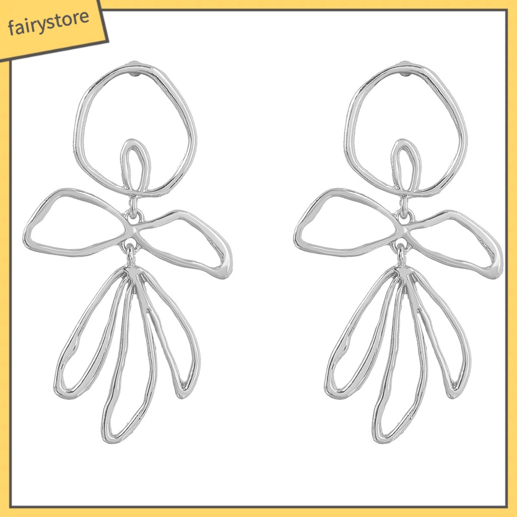 1 Đôi Bông Tai Hình Học Lớn Không Đối Xứng Bằng Hợp Kim Thời Trang Dành Cho Nữ