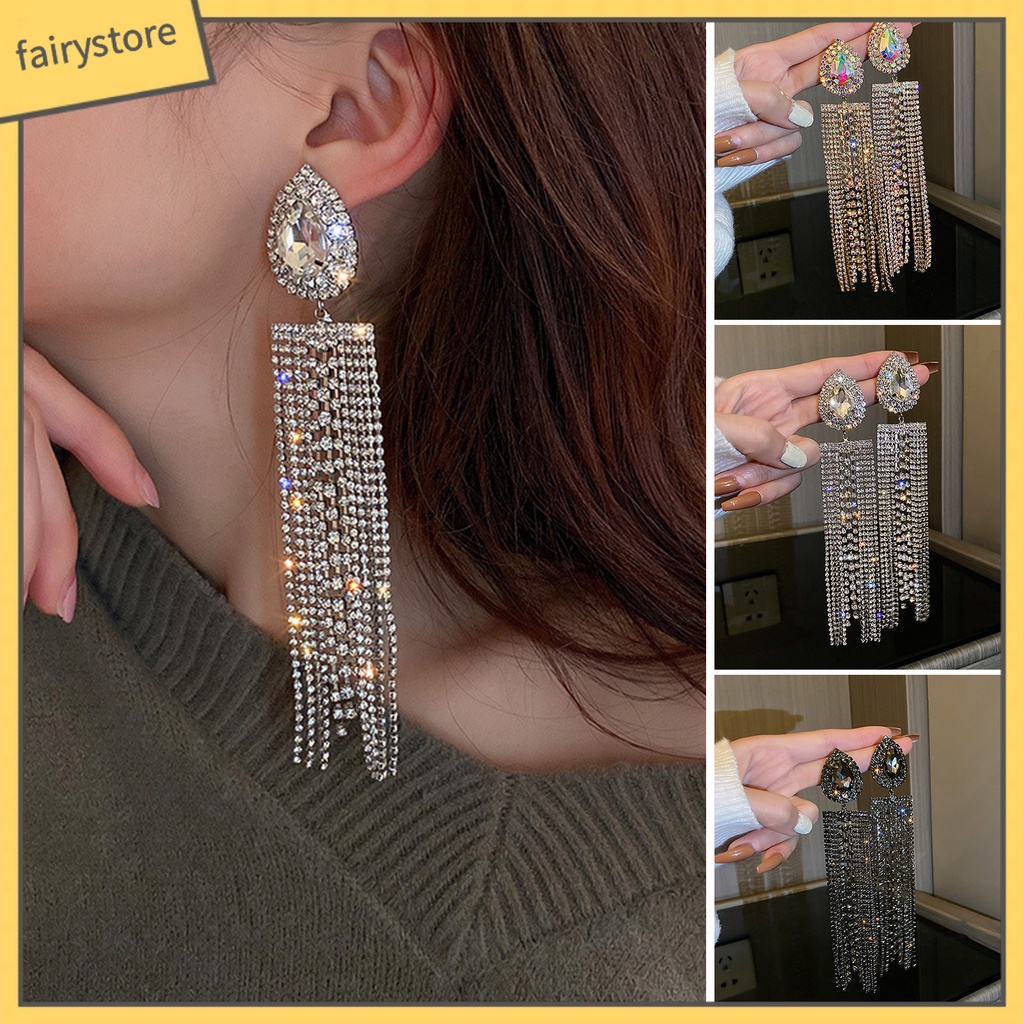 1 Đôi Bông Tai Tua Rua Dáng Dài Ngoại Cỡ Phong Cách Âu Mỹ Thời Trang