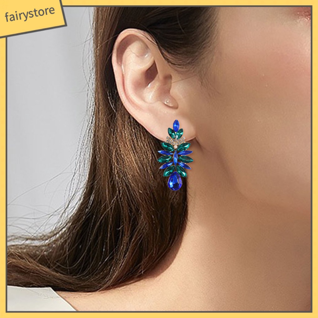 1 Đôi Bông Tai Hình Giọt Nước Đính Đá Lấp Lánh Dành Cho Nữ