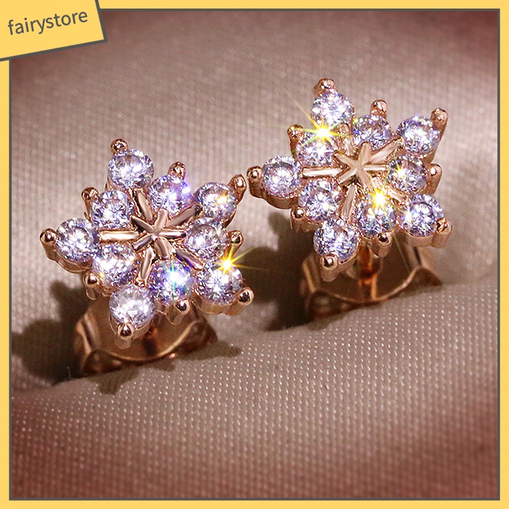 Bông Tai Hình Bông Tuyết Đính Đá Thời Trang Dành Cho Nữ