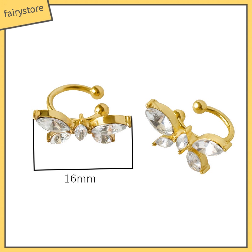 1 Đôi Bông Tai Kẹp Hình Bướm Đính Đá Zircon Phong Cách Nhật Bản Dành Cho Nữ